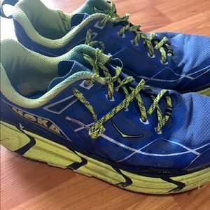 Hoka Men's Blue and Yellow Running Shoes 10